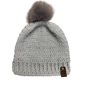 Adult sized Beanie with Faux Fur Pom Pom